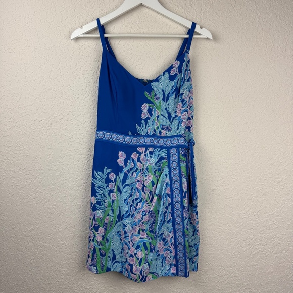 Lily Pulitzer Womens Nettie Wrap Masterpiece Pattern Skirted Romper 4 - Picture 2 of 14